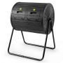Compost drum, 2 chambers, 142 l, Black, 70 × 92 × 63 cm
