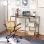 Console table, 2 open shelves, Gold, 106.68 × 50.8 × 76.2 cm