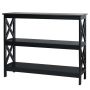 Console table, 2 open shelves, Black, 100 × 80 × 33 cm