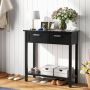 Console table, 2 drawers and lower shelf, Black, 80 × 82 × 35 cm