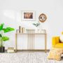 Console table, White/gold, 120 × 88 × 32.5 cm
