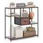 Console table with shelves and a drawer made of non-woven fabric, brown