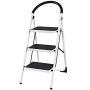 Ladder, 3-step, White/black, 47 × 70 × 112.5 cm