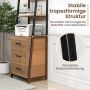 Ladder-shaped shelf, with 3 drawers and 3 shelves, natural/black, 51 × 176 × 40 cm