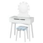 Vacuum table, 2 drawers with stool, White, 80 × 132 × 40 cm