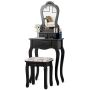 Vanity table, 3 drawers, Black, 50.8 × 135.9 × 30.5 cm