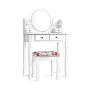 Vanity table, 4 drawers and stool, 74.93 × 121.92 × 40.64 cm