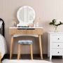 Vacuum table, with LED lighting and stool, White/brown, 80 × 40 × 132 cm
