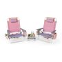 Outdoor furniture set, 2 chairs and table, Blue/green/gray/yellow, 16 × 11.5 × 5 inches