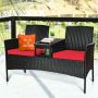 Outdoor Furniture Set, 2 Cushions, Black, White, Blue, 54.5 × 24 × 33 inches