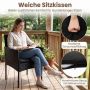 Outdoor furniture set, 3 pieces, 2 chairs and table, Black