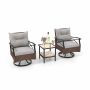 Outdoor furniture set, 3 pieces, 2 chairs, Brown/grey, 75 × 65 × 84 cm