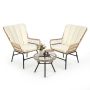 Outdoor furniture set 3 pcs. with cushions and tempered glass coffee table, beige
