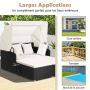 Outdoor daybed, with canopy and 2 side tables, 165 × 153 × 138 cm