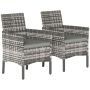 Комплект уличных кресел, 2 шт, Серый, 58 × 62 × 87 см