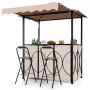 Outdoor gazebo, side awning, with bar and 2 chairs, 6.3 × 4 × 8 ft