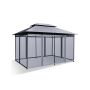 Outdoor Gazebo, With 6 Mesh Walls, Gray, 13 × 10 × 9 ft