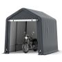 Outdoor storage unit, roll-up door with zipper, Grey, 240 × 195 × 214 cm