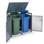Outdoor bin cover, for 2 × 240 l containers, Dark grey, 132 × 80 × 117 cm