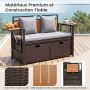 Outdoor bench with storage, 2-seater, 142.5 l, Grey, 120 × 82 × 51 cm
