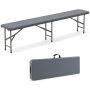 Outdoor bench, foldable, Gray, 180.3 × 30.5 × 43.2 cm