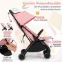 Lightweight folding stroller with backrest, 6.6 kg, pink