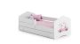Children's bed Fala with drawer, mattress and barrier protection 164 cm x 85 cm x 63 cm, kitten