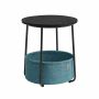 Round side table with fabric basket, dark turquoise - black