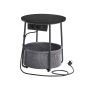 Side table with charging station 45x50cm., black/gray