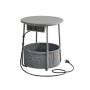 Side table with charging station 45x50cm., gray