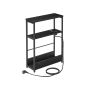 Side table with charging station 18x45x58cm., black