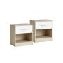 Set of 2 bedside tables 28x39x41cm., light brown/white