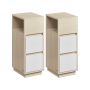 Set of 2 bedside tables 30x25x65cm., light brown/white