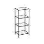 Standing shelf with 4 shelves made of black tempered glass