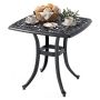 Cast aluminum side table with umbrella hole, 120 kg, weatherproof