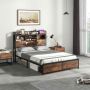 Bed frame, with storage and charging station, 210.5 × 140 × 112 cm