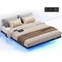 VASAGLE bed frame, LED lighting, 2 sockets, 3 USB ports, 180 × 200 cm