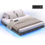 VASAGLE bed frame, LED lighting, Grey