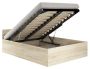 Bed with bedding box and mattress NORE CLP, 140x200 cm., oak color