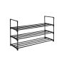 Metal shoe cabinet, 3 compartments, black
