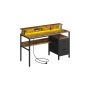 Desk with drawers and charging station 135x55x90cm., black