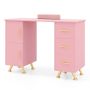 Manicure table, 2 storage compartments, 3 drawers, Pink, 108 × 76 × 45 cm