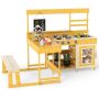 Wooden outdoor kitchen for children, 7 dessert dishes, 150 × 71 × 98 cm
