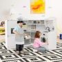 Wooden play kitchen, 4 play areas, white, 32/40/28/42 × 30 × 91 cm