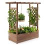 Wooden planter, with trellis and hanging roof, Brown, 110 × 44 × 113.5 cm
