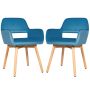 Set of 2 upholstered armchairs, velvet, blue