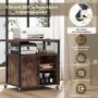 Mobile filing cabinet with charging station and cable management hole, brown