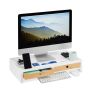 Monitora statīvs Relaxdays 10025710.0, 9 nodalījumi, 2 atvilktnes, Balta, 58,5 × 11 × 32,5 cm