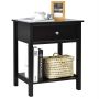 Bedside table, 1 drawer, open shelf, Black, 48.26 × 58.42 × 40.64 cm