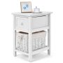 Bedside table, 2-tier, White, 28 × 31 × 45 cm